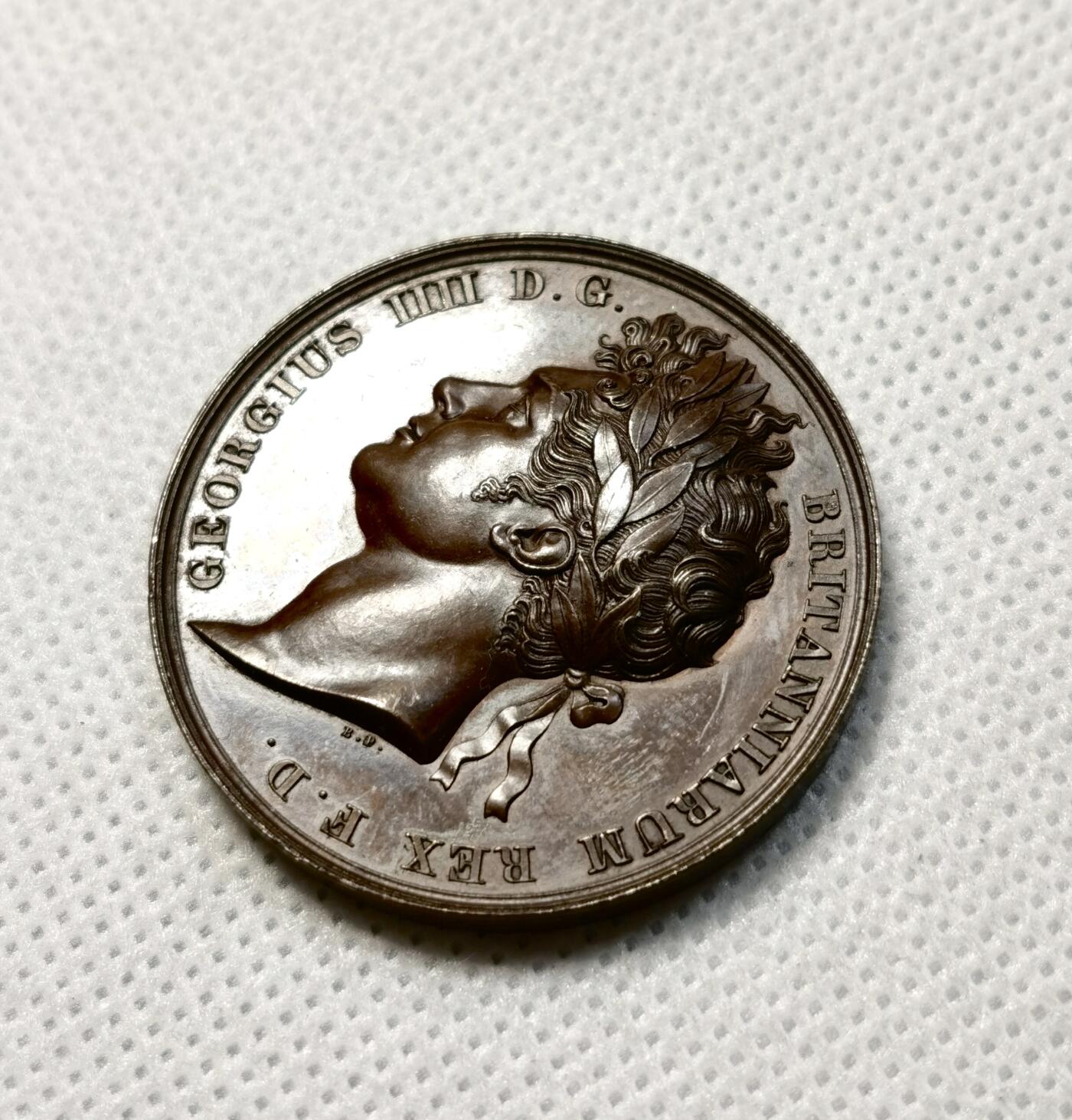 甄臻铺-世界币章拍卖（第38期）立冬小精品场，送拍享返佣金等优惠多多 英国1821年乔治四世加冕铜章 超高浮雕，好品裸章几乎少见