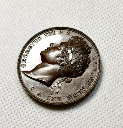 甄臻铺-世界币章拍卖（第38期）立冬小精品场，送拍享返佣金等优惠多多 英国1821年乔治四世加冕铜章 超高浮雕，好品裸章几乎少见