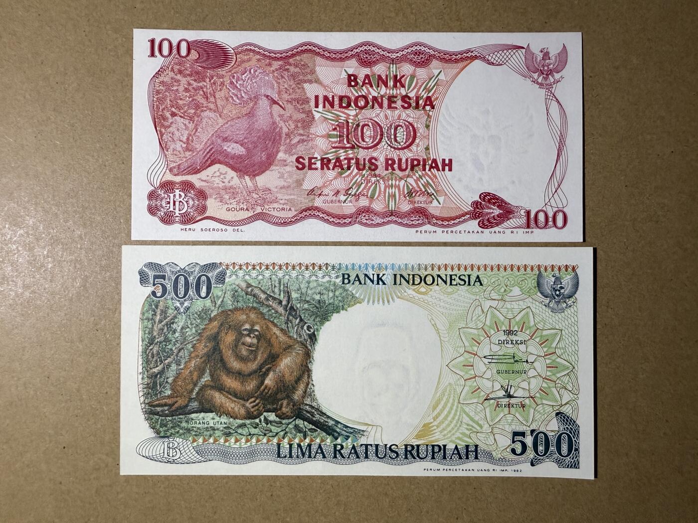 《艾美收藏》第219期-11.9周日外币畅拍场 印度尼西亚100、500盾2张 UNC 无4