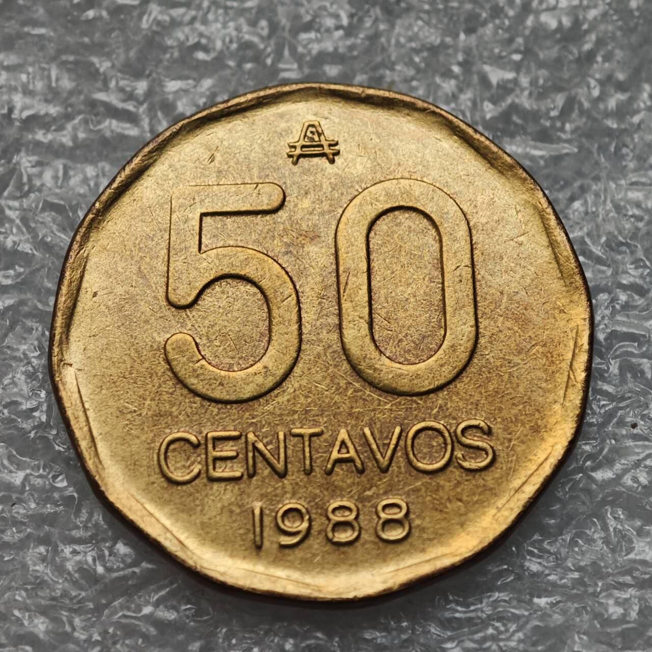 【淘币小摊】限时拍第七百九十五拍  葡属印度爪哇波兰阿根廷专场  满百包邮可预留两周  周一统一发货  阿根廷1988年50分铜币货币贬值1000倍 km99