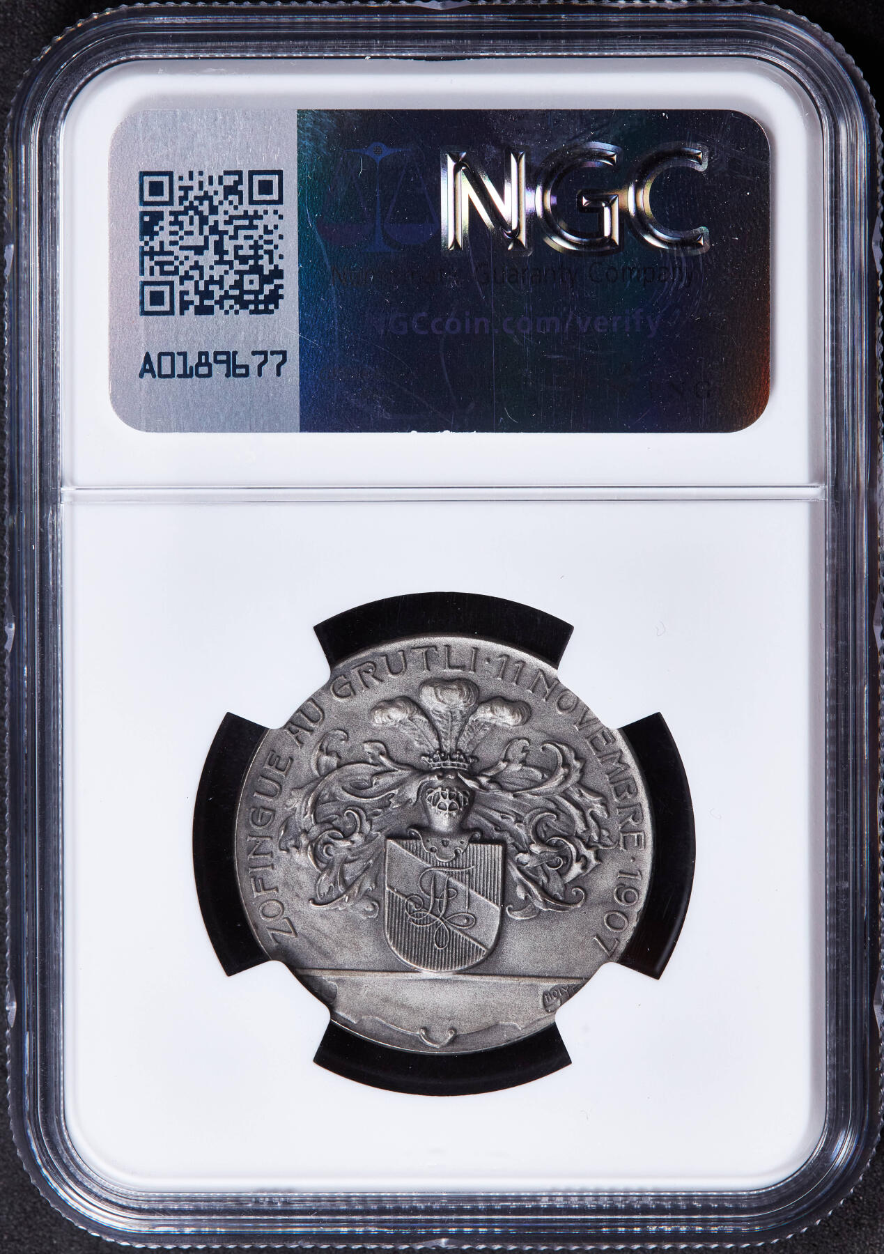 【俄甄集藏】2025年(044)11-12星期三晚 19:30 全场包邮 瑞士1907年纪念威廉·退尔在乌里抵抗奥地利哈布斯堡王朝胜利600周年银章，NGC MS64，酱彩包浆，磨砂底板