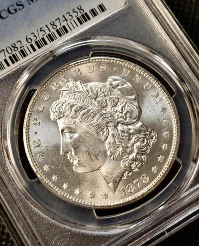 甄臻铺-世界币章拍卖（第38期）立冬小精品场，送拍享返佣金等优惠多多 PCGS-MS63 1878年S版摩根，首发年份，打制极好，PL质感