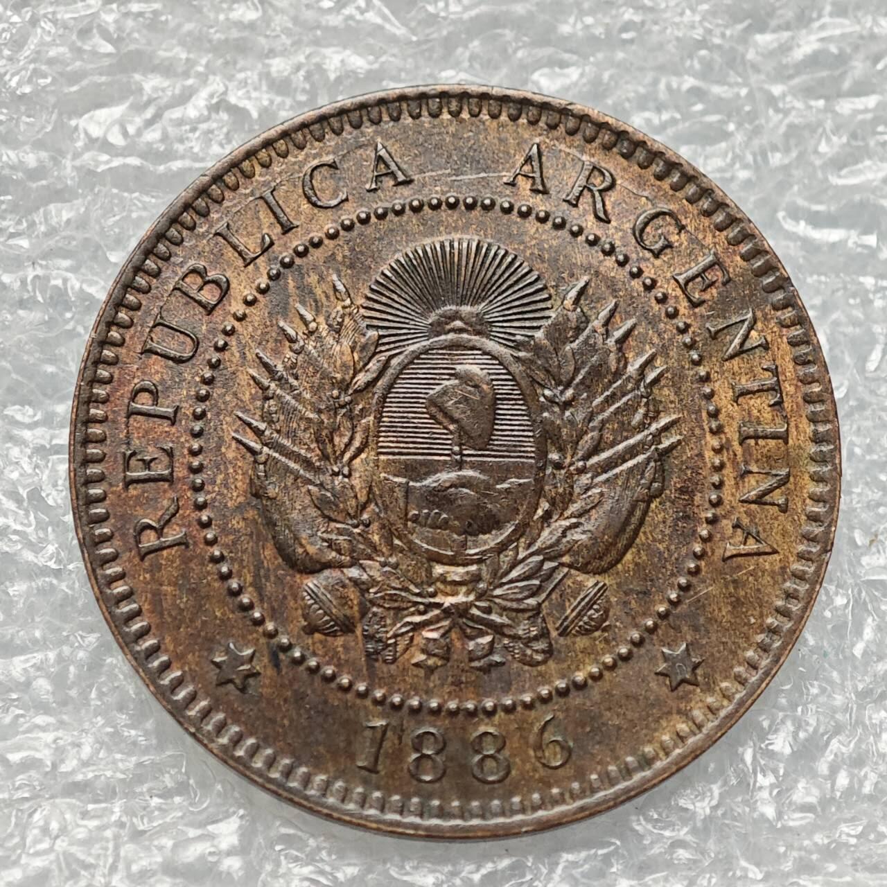 【淘币小摊】限时拍第七百九十五拍  葡属印度爪哇波兰阿根廷专场  满百包邮可预留两周  周一统一发货  阿根廷1886年1分铜币UNC原光品 km7