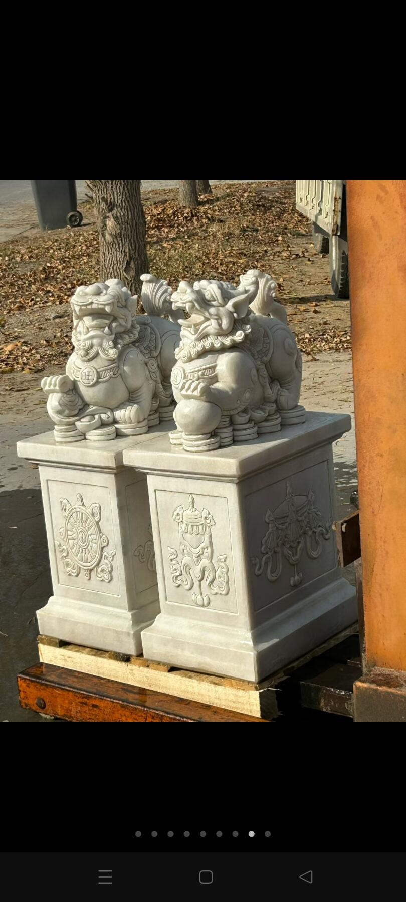 汉白玉石抱鼓门蹲，尺寸如图，全品