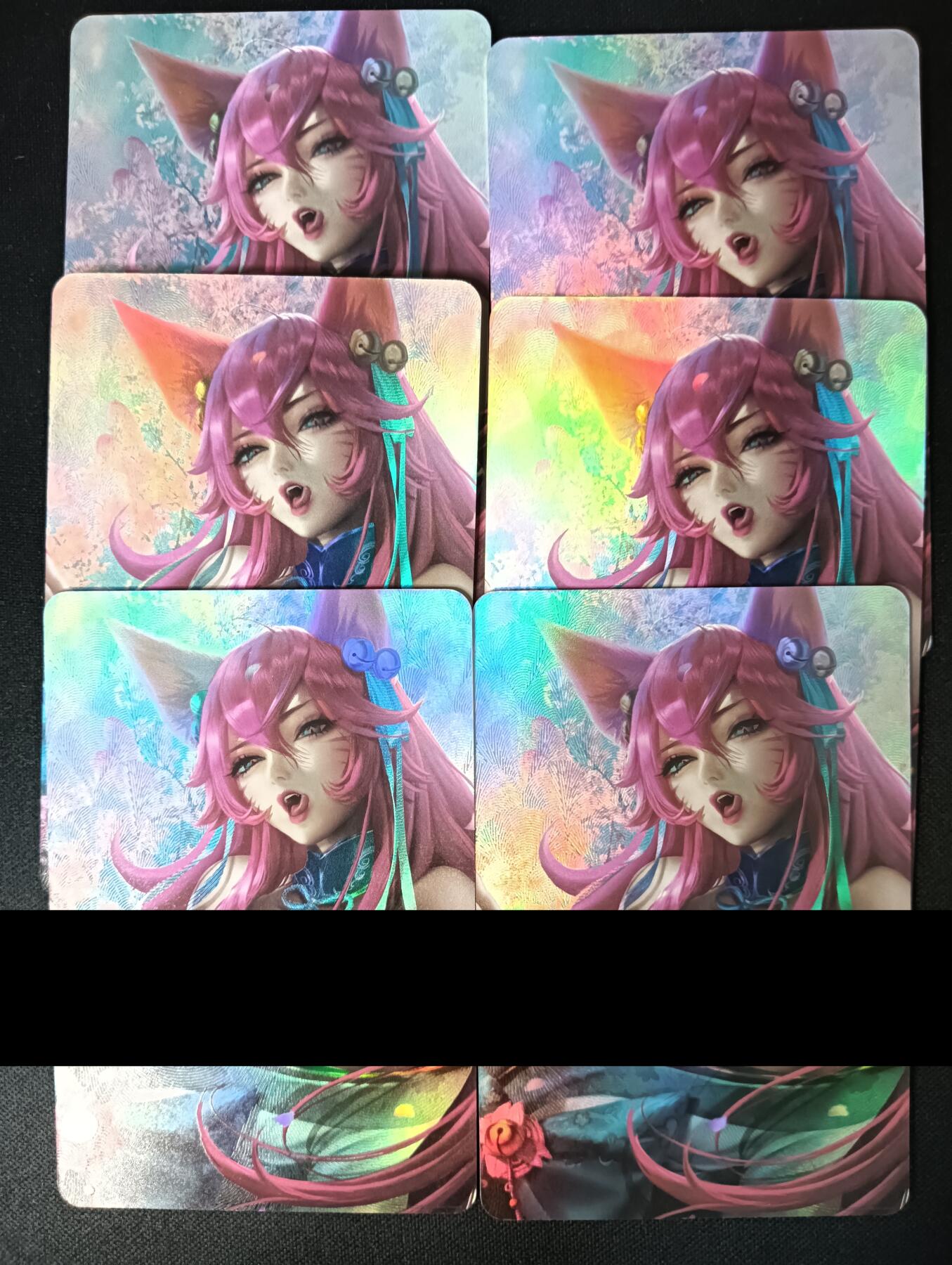 花开卡拍第46期（11月9号周日截拍，品控勿拍!!!拍品不寄存，运费5元，自制卡难免瑕疵，可能存在轻微撞角爆边等出厂瑕疵，品控介意勿拍！） LOL阿狸折光彩闪六宫