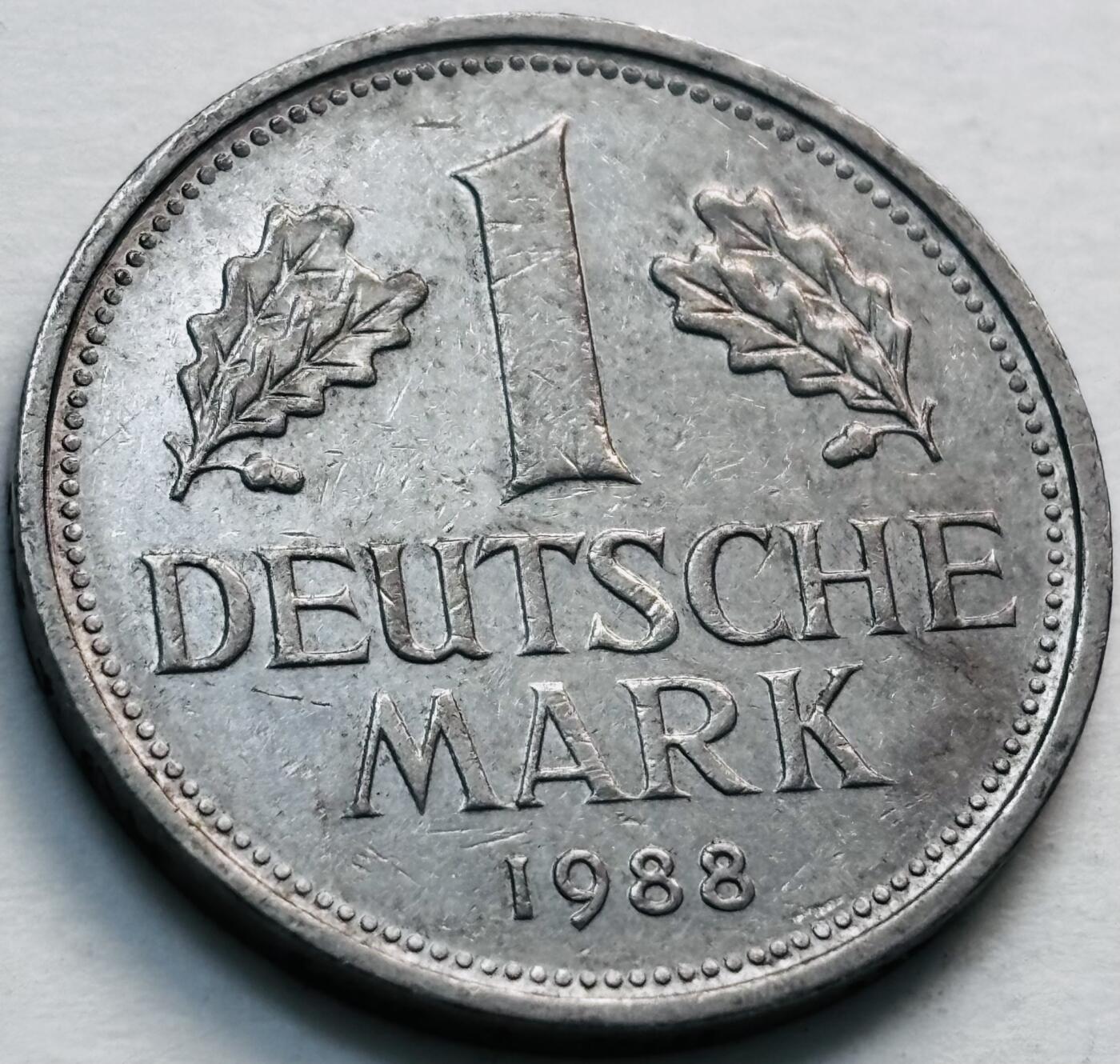 文馨钱币收藏第 279 场，银币，纪念铜章场 长期接收代拍品 1988 年德国 1 马克 F 版