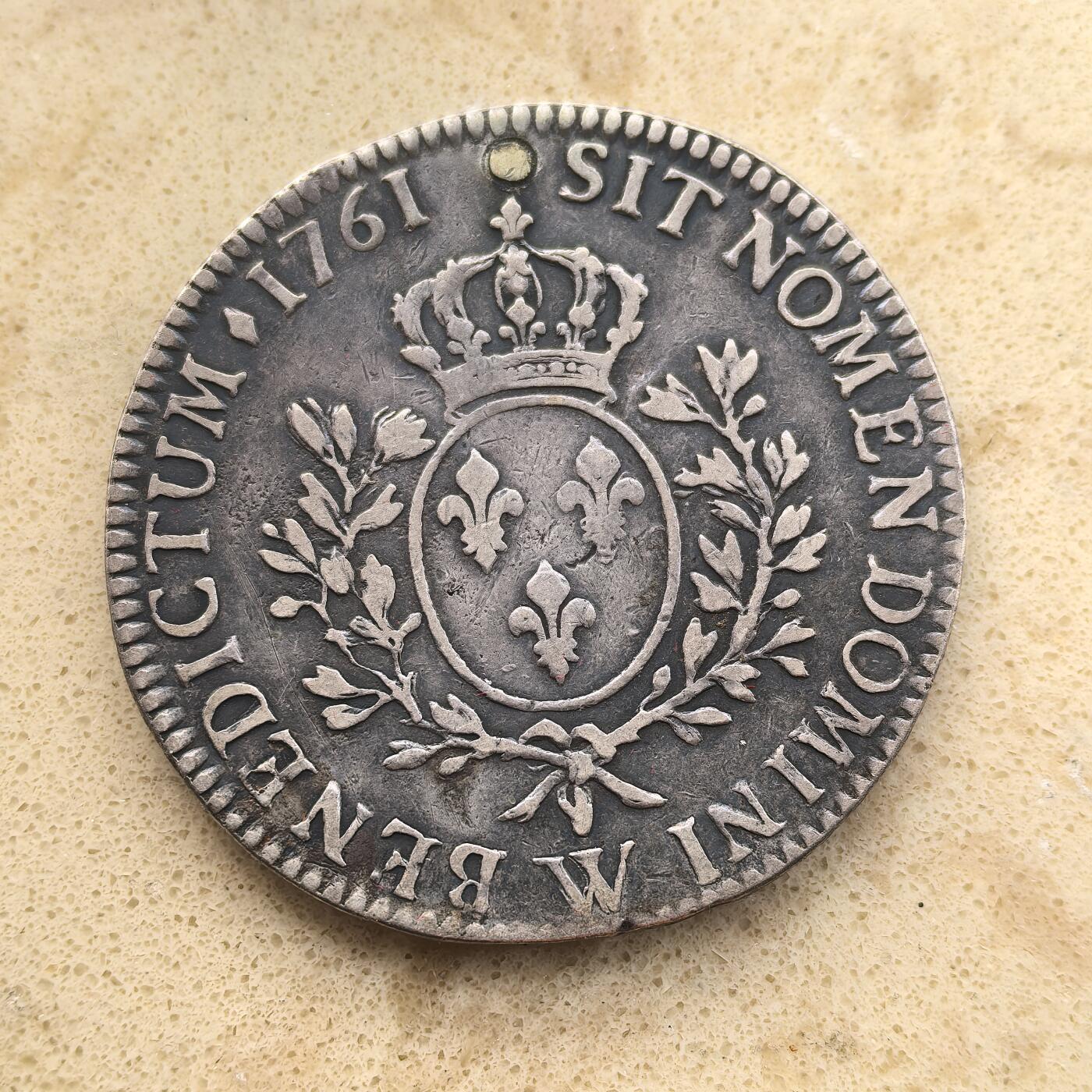 道一币馆币章第一百五十五场 有修补 法国1761年路易十五1埃居银币