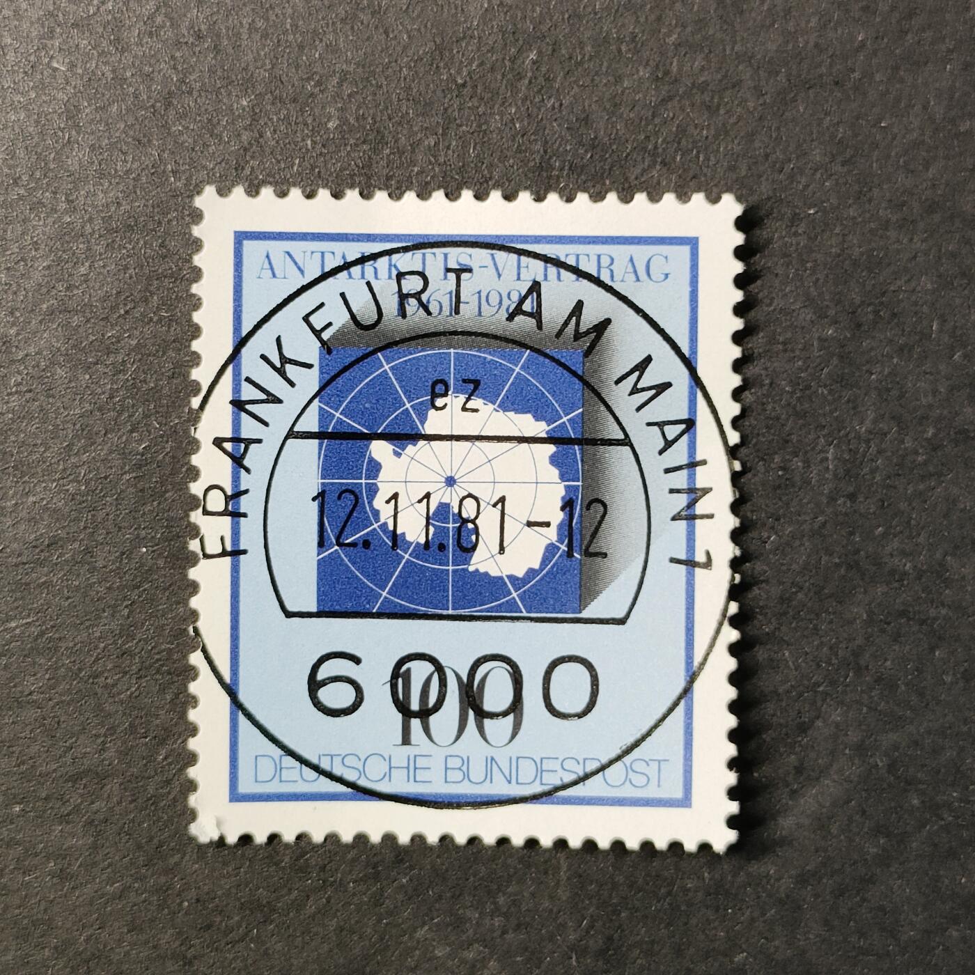 嘉禾收藏    【第372期】            无佣金、可寄存、满30元包邮 德国邮票西德，1981年南极条约20周年·南极地图 徽志邮票1全