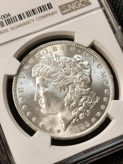 甄臻铺-世界币章拍卖（第38期）立冬小精品场，送拍享返佣金等优惠多多 NGC-MS64 美国1885年O版摩根一元银币