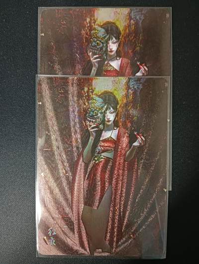 花开卡拍第46期（11月9号周日截拍，品控勿拍!!!拍品不寄存，运费5元，自制卡难免瑕疵，可能存在轻微撞角爆边等出厂瑕疵，品控介意勿拍！） - 燎原卡牌 妖姬传 刷子 红衣 2张 幻彩粗闪