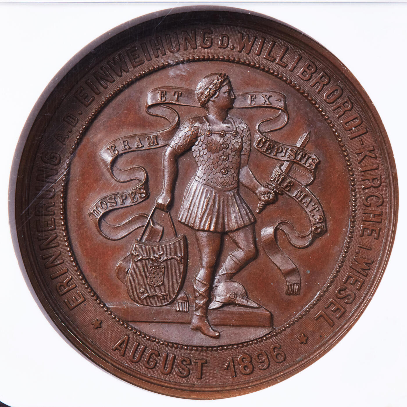 【俄甄集藏】2025年(044)11-12星期三晚 19:30 全场包邮 德国1896年纪念威斯特法伦威利布罗德大教堂的落成大铜章，NGC MS64，高浮雕，巧克力包浆，状态极佳