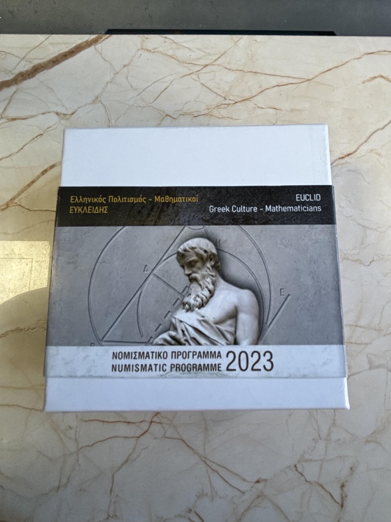 第181期拍卖  2023年希腊发行希腊文化系列--数学家欧几里得10欧元局部彩色精制纪念银币 NGC PF69原盒证书，34.1克，925银，发行1500枚