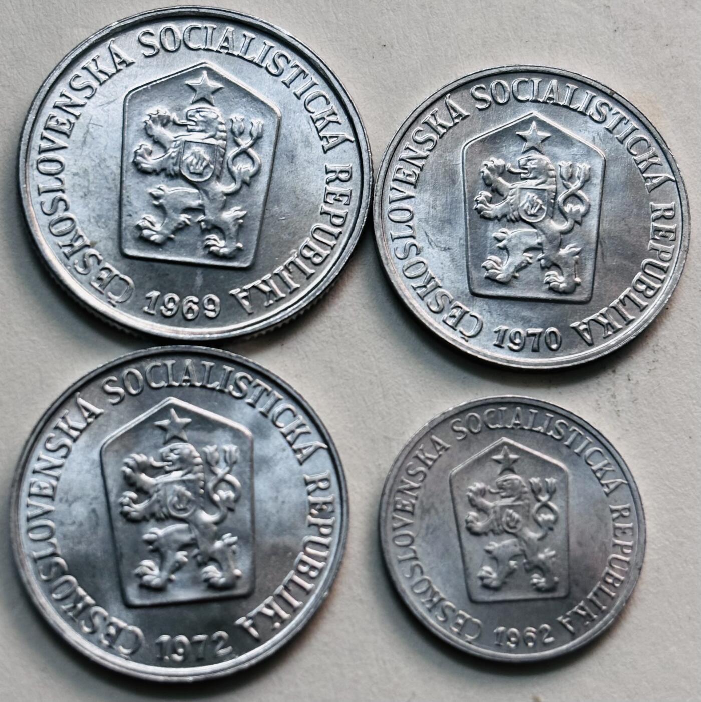 文馨钱币收藏第 279 场，银币，纪念铜章场 长期接收代拍品 全新捷克斯洛伐克 1-5-10 赫拉一组，都是 60-70 年代早期美品