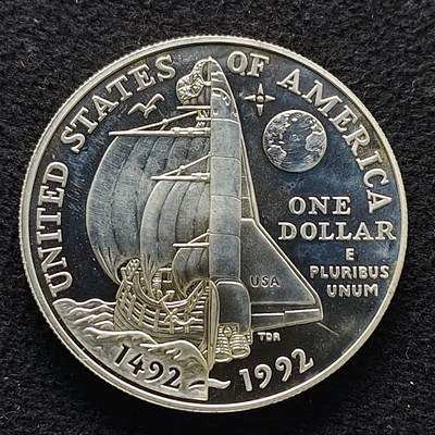 【全场包邮】纯粹捡漏拍477场（免费代拍第14场）调整中 - 美国1992年1元发现美洲大陆500周年精制纪念银币