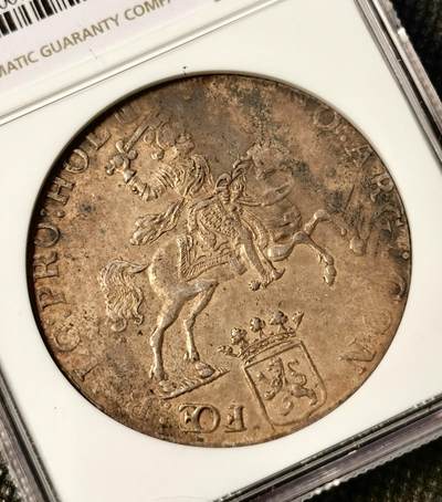 甄臻铺-世界币章拍卖（第38期）立冬小精品场，送拍享返佣金等优惠多多 NGC-AU 荷兰1779年荷兰省马剑1杜卡特大银币 省份少见，非常见的乌特勒支省，原味无洗味道好，值得收藏，会保养的也可以适当保养重评