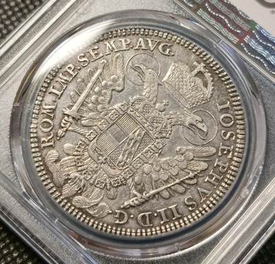 甄臻铺-世界币章拍卖（第38期）立冬小精品场，送拍享返佣金等优惠多多 PCGS-AU58 1779年德国纽伦堡城市景观泰勒大银币 五彩包浆 63分中万的品种 性价比分数 细节几乎没有磨损 更高分仅有8枚