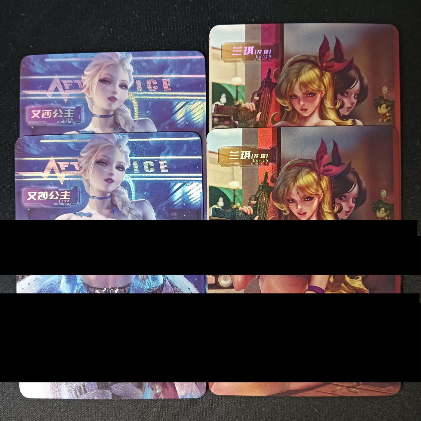 花开卡拍第46期（11月9号周日截拍，品控勿拍!!!拍品不寄存，运费5元，自制卡难免瑕疵，可能存在轻微撞角爆边等出厂瑕疵，品控介意勿拍！） 冰狗卡牌 艺术对卡 艾莎公主&兰琪
