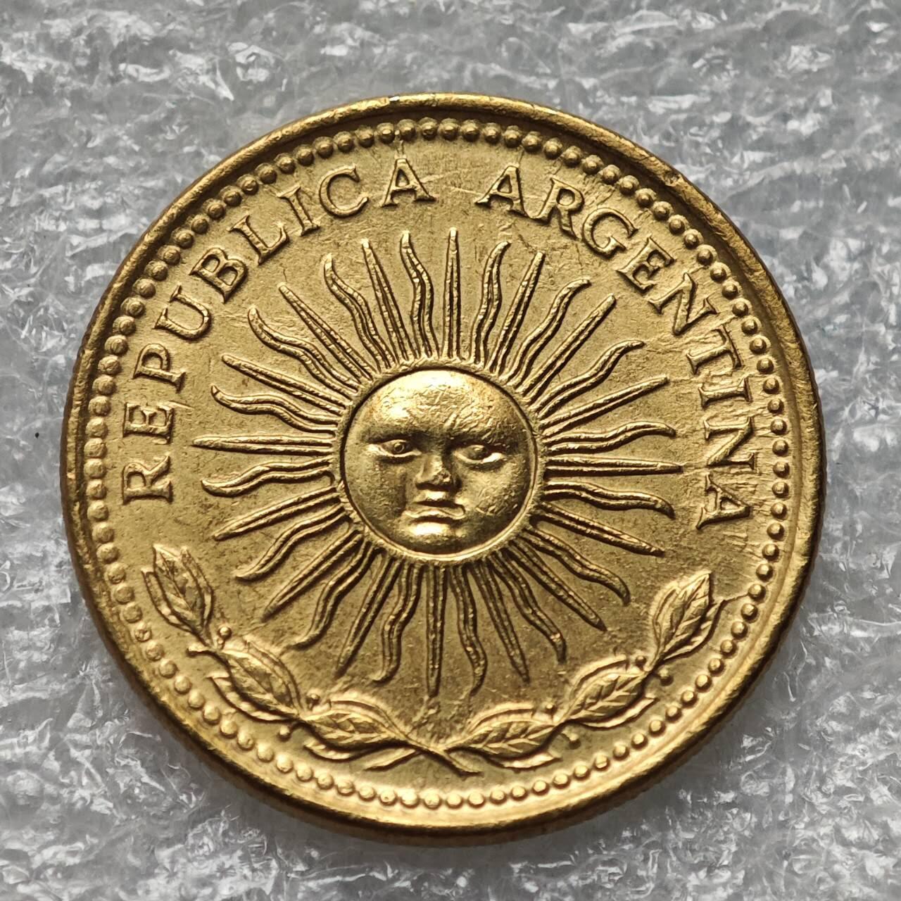 【淘币小摊】限时拍第七百九十五拍  葡属印度爪哇波兰阿根廷专场  满百包邮可预留两周  周一统一发货  阿根廷1976年5比索铜币货币贬值百倍 km71