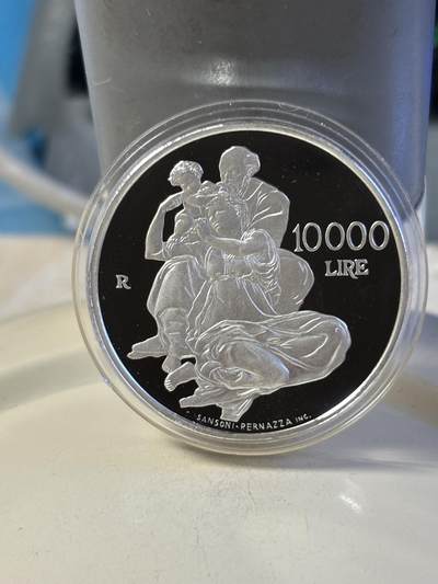 第181期拍卖 -  圣马力诺2000年米开朗基罗雕塑10000里拉纪念银币，835银，22克
