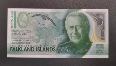 《艾美收藏》第219期-11.9周日外币畅拍场 - 福克兰岛2025年AA冠10镑UNC少见百位935号全奇数 颜值很高