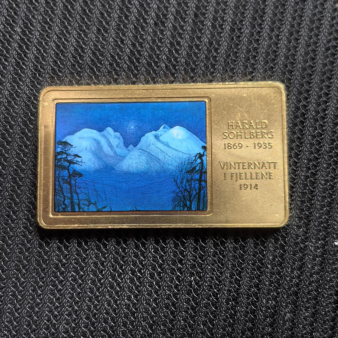 道一币馆币章第一百五十三场 纽埃2016年油画冬夜山2元镀金铜币  58.6g 5000