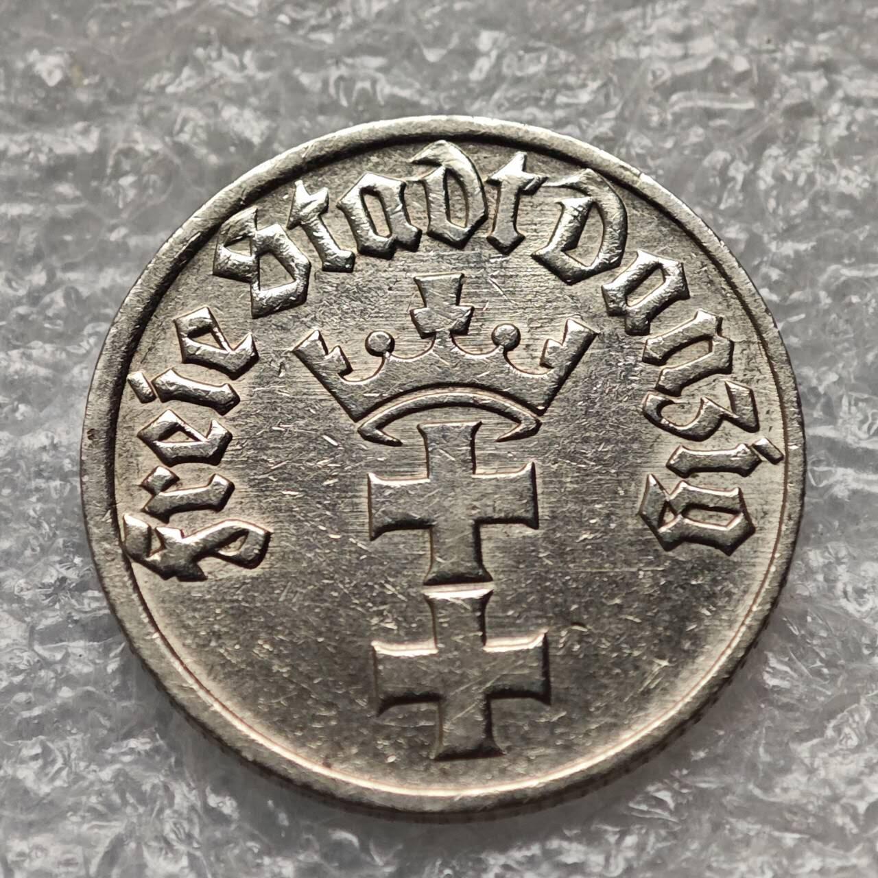 【淘币小摊】限时拍第七百九十五拍  葡属印度爪哇波兰阿根廷专场  满百包邮可预留两周  周一统一发货  但泽自由市1932年1/2盾纯镍币好品相 km153