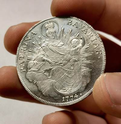 甄臻铺-世界币章拍卖（第38期）立冬小精品场，送拍享返佣金等优惠多多 巴伐利亚 1774A圣母抱婴泰勒银币，PL质感，高分品相