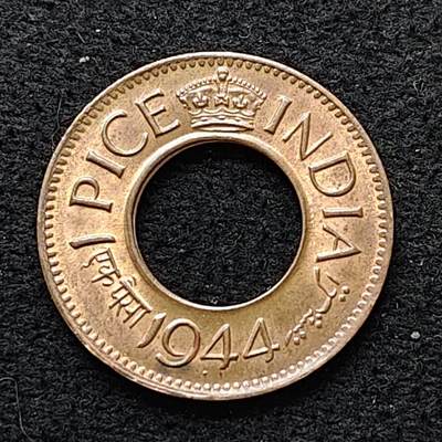 【全场包邮】纯粹捡漏拍476场（免费代拍第13场）调整中 - 英属印度1944年1派斯原光铜币