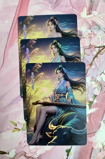 龙虎卡牌第六二场 百里霸场 （无佣金，周六结拍，欢迎送拍） - 压纹彩闪3张 鸡腿佳人录 卓文君三渐变一套