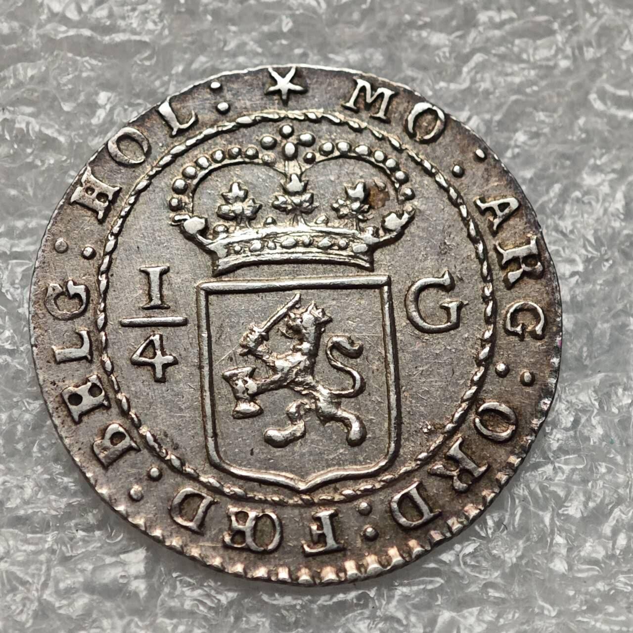 【淘币小摊】限时拍第七百九十五拍  葡属印度爪哇波兰阿根廷专场  满百包邮可预留两周  周一统一发货  荷属巴达维亚1802年1/4盾银币UNC原光好品相 km81