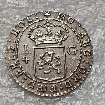 【淘币小摊】限时拍第七百九十五拍  葡属印度爪哇波兰阿根廷专场  满百包邮可预留两周  周一统一发货  - 荷属巴达维亚1802年1/4盾银币UNC原光好品相 km81