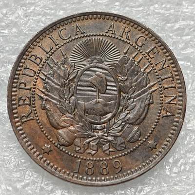 【淘币小摊】限时拍第七百九十五拍  葡属印度爪哇波兰阿根廷专场  满百包邮可预留两周  周一统一发货  - 阿根廷1889年2分铜币UNC原光品 km8