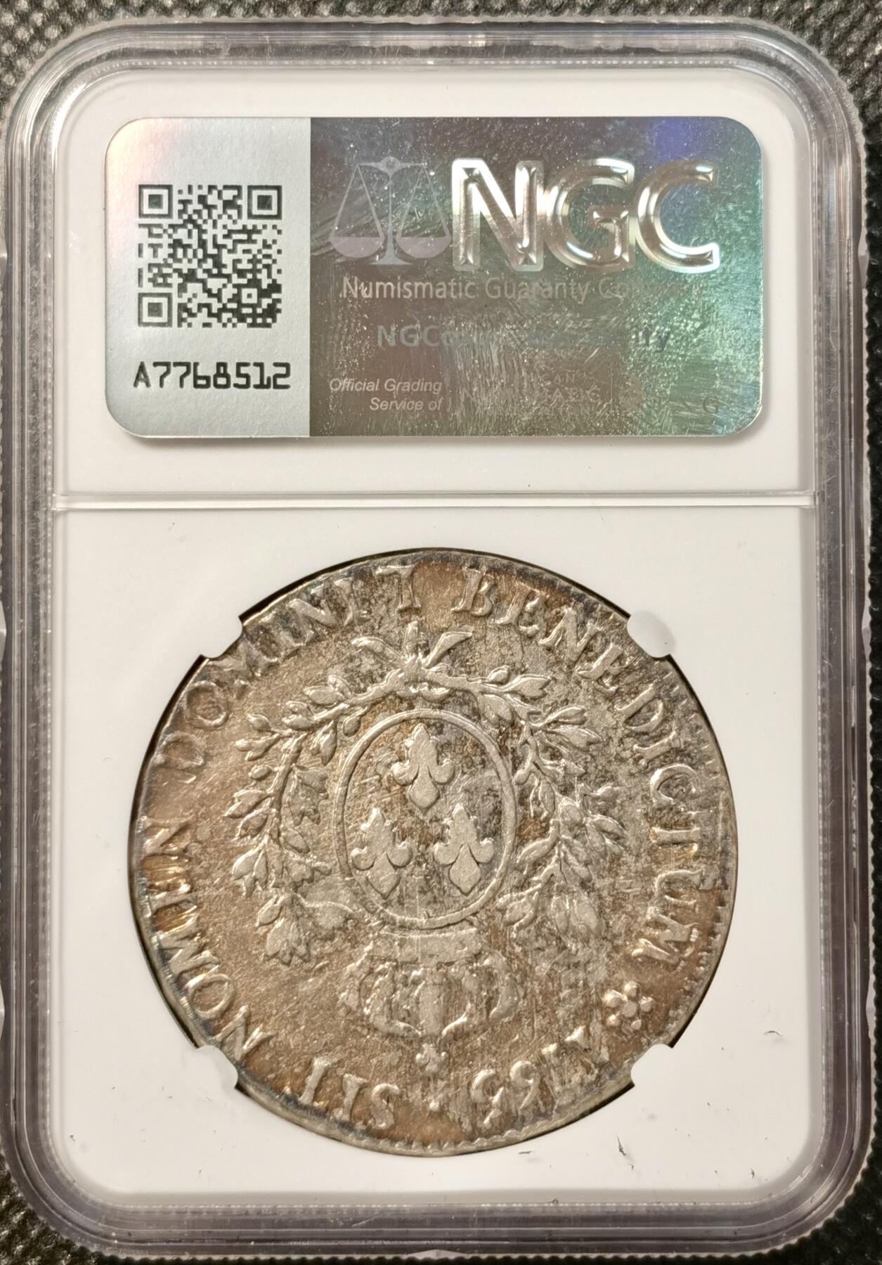 甄臻铺-世界币章拍卖（第38期）立冬小精品场，送拍享返佣金等优惠多多 NGC-XFD 法国1765年路易十五青年版埃居银币 炫彩包浆