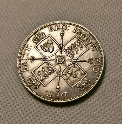 甄臻铺-世界币章拍卖（第38期）立冬小精品场，送拍享返佣金等优惠多多 1887年英国高冠双弗洛林，罗马字体版