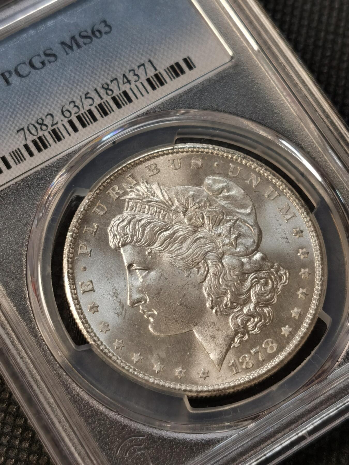 甄臻铺-世界币章拍卖（第38期）立冬小精品场，送拍享返佣金等优惠多多 PCGS-MS63 1878年S版摩根，首发年份，打制极好，PL质感