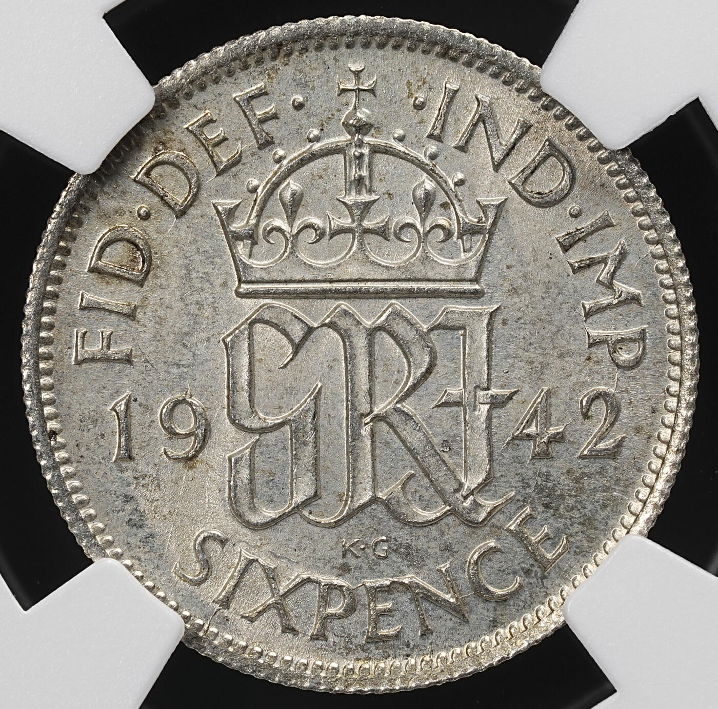 修遠堂世界钱币第九十二期 NGC MS64 1942年英国6便士银币