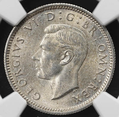 修遠堂世界钱币第九十二期 - NGC MS64 1943年英国6便士银币