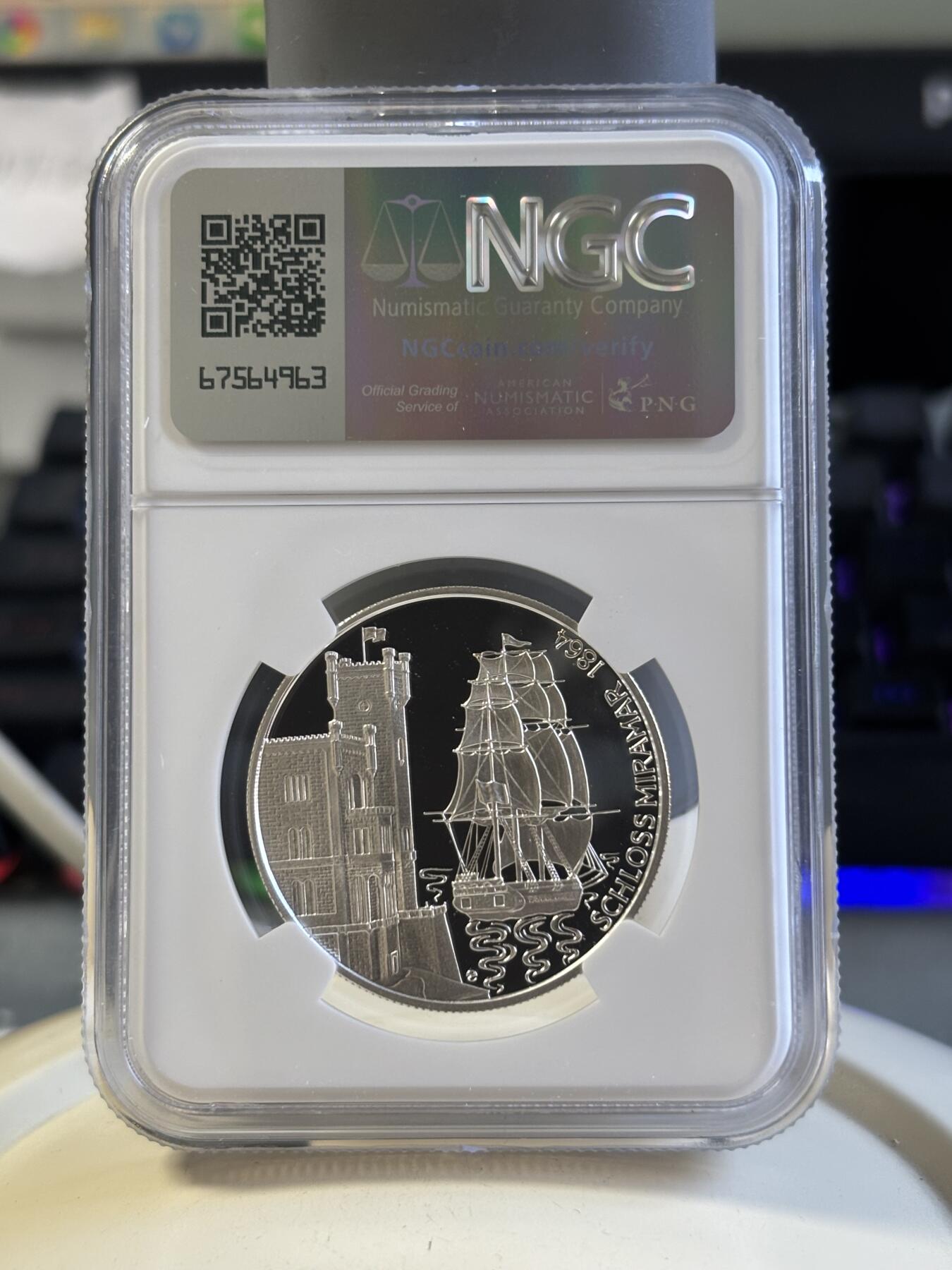 第181期拍卖 获奖币 奥地利1997年 马克西米连一世皇帝精制纪念银币 NGC -PF69无盒无证书，20克，900银， 1999年克劳斯最佳银币