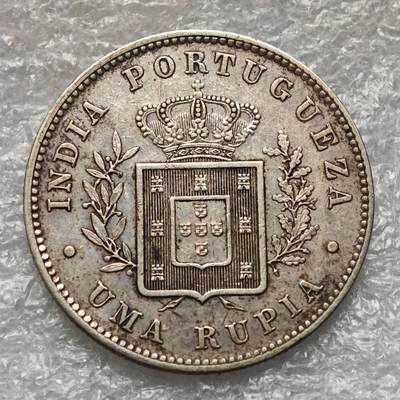 【淘币小摊】限时拍第七百九十五拍  葡属印度爪哇波兰阿根廷专场  满百包邮可预留两周  周一统一发货  - 葡属印度1881年1卢比银币 km312