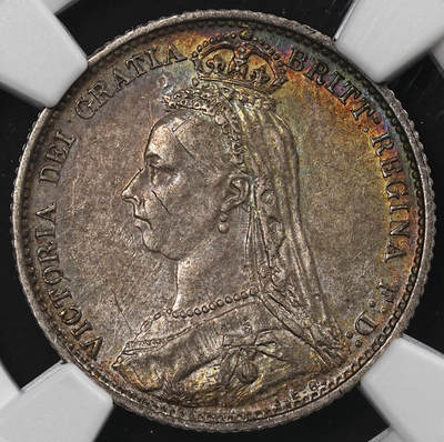 修遠堂世界钱币第九十二期 - NGC AU58 1887年英国6便士银币