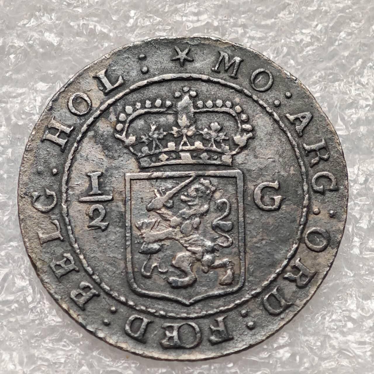 【淘币小摊】限时拍第七百九十五拍  葡属印度爪哇波兰阿根廷专场  满百包邮可预留两周  周一统一发货  荷属巴达维亚1802年1/2盾银币好品相 km82