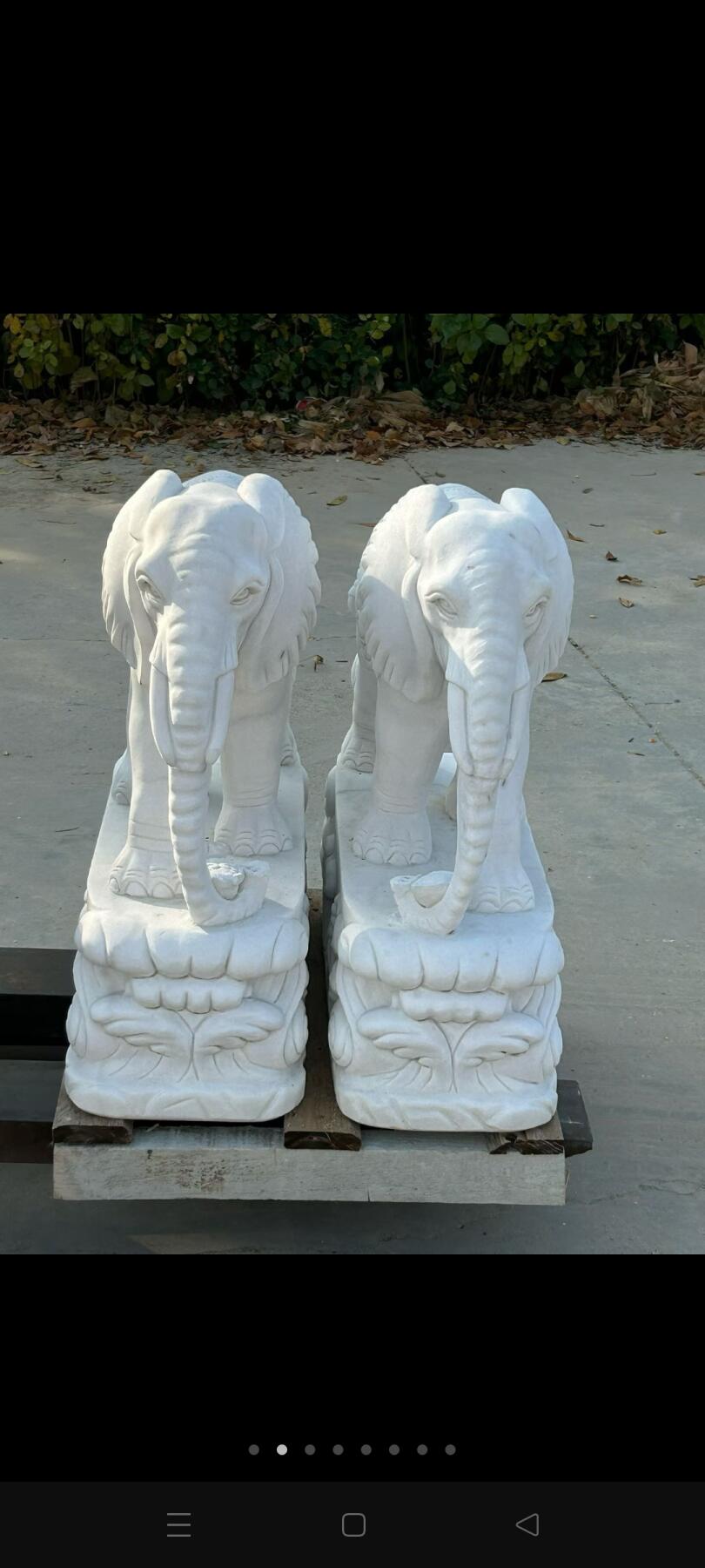 汉白玉石大象一对，尺寸如图，保存特好