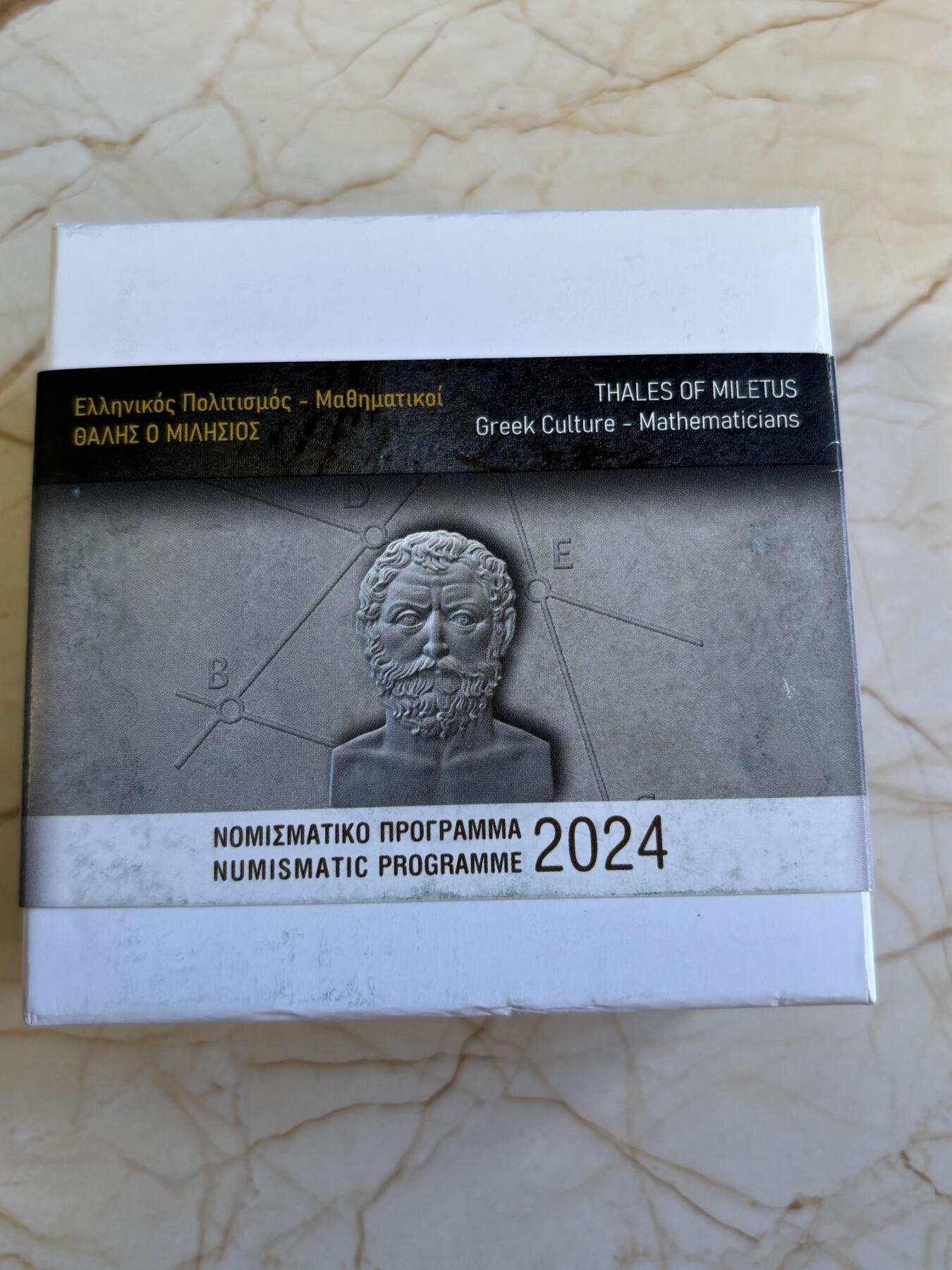 第181期拍卖 希腊2024年文化系列数学家埃拉托斯特尼10欧精制纪念银币NGC PF69原盒证书，34.1克，925银，发行2000枚