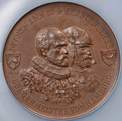 修遠堂世界钱币第九十二期 - NGC MS64BN 1894年德国里特布苏特尔城堡500周年纪念大铜章