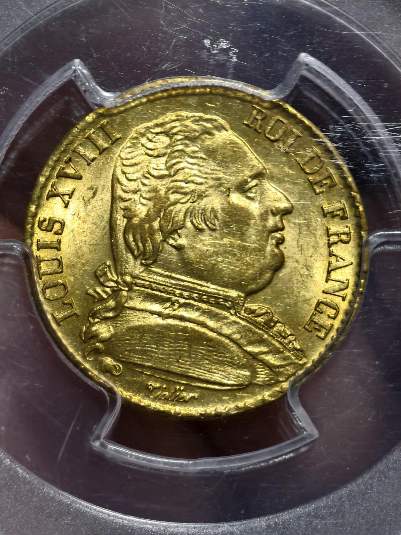 PCGS-MS62法国1814年路易十八军装版20法郎金币