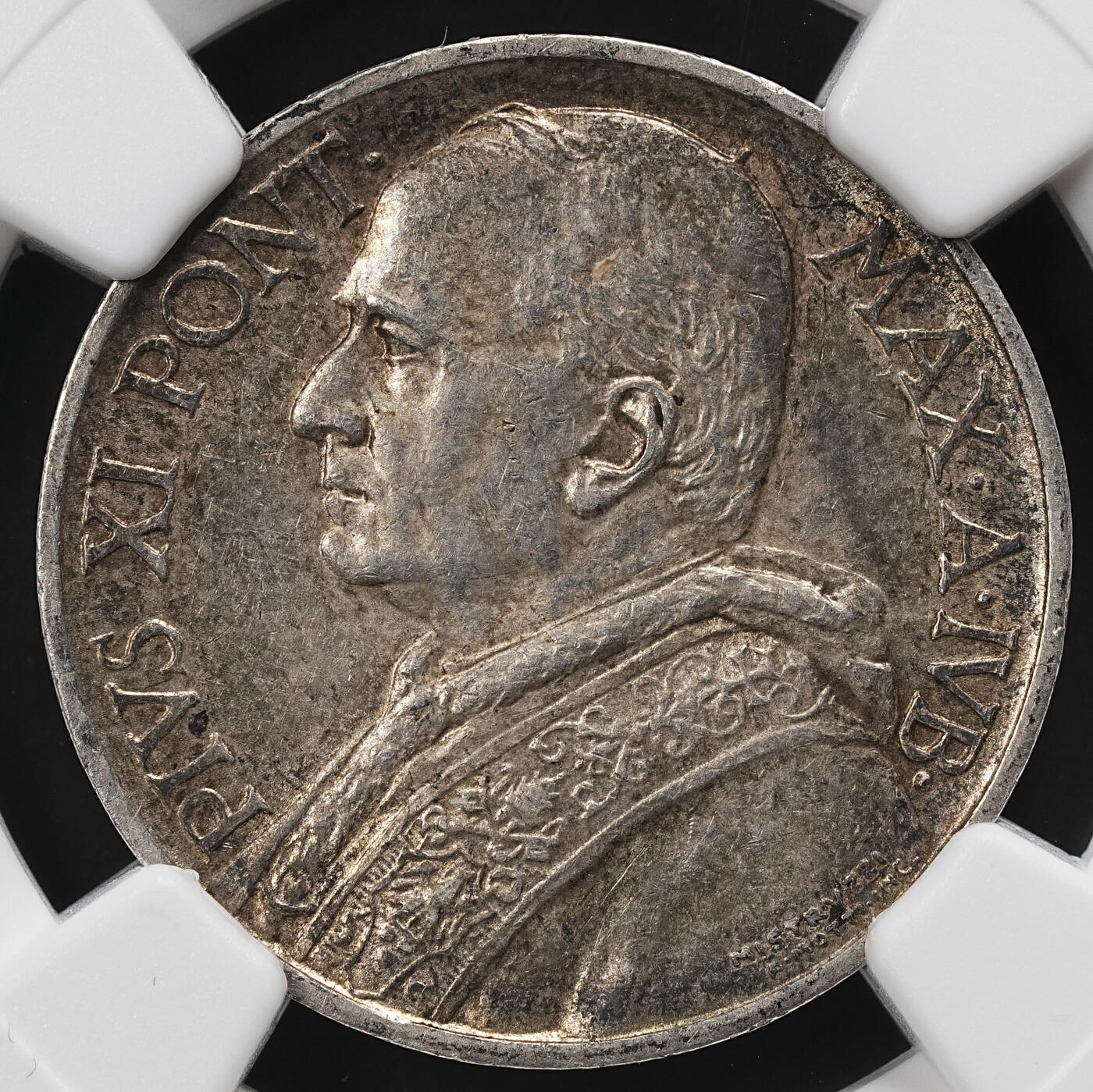 修遠堂世界钱币第九十二期 NGC AU55 1933-1934梵蒂冈禧年5里拉银币