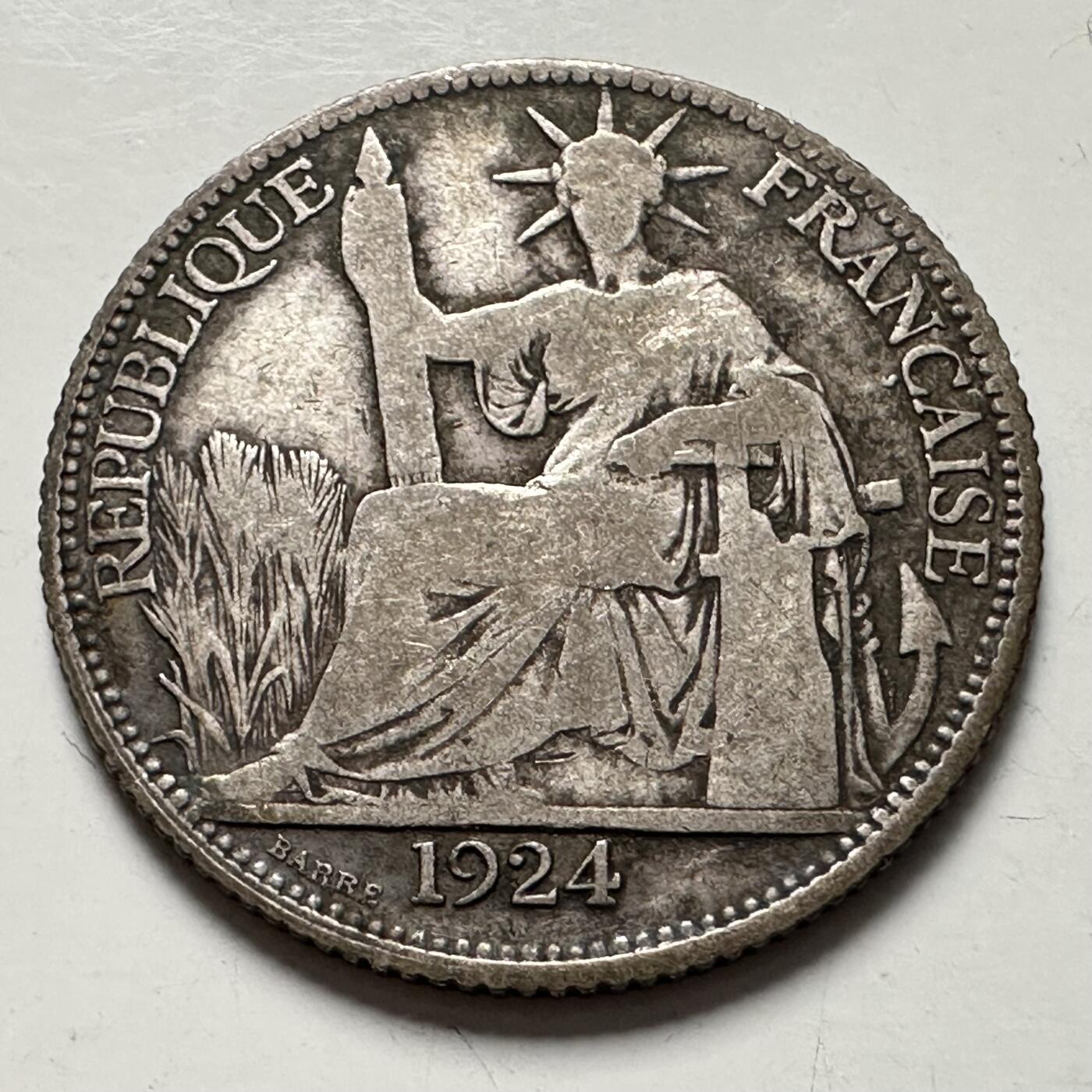 🌹外币初藏🌹🐯2025年第125场  每周二四六晚8️⃣点 接代拍 法属印度支那1924年坐洋二十分银币