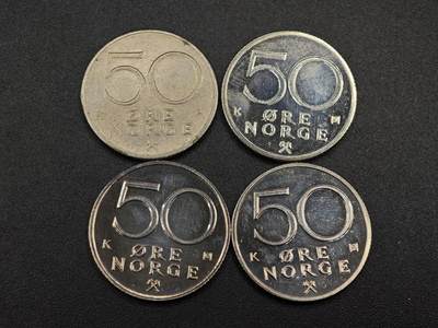 【淘币小摊】实时拍第七百九十一拍   散币纸币套币场   满百包邮可预留二周 每周一统一发货   - 挪威50欧尔4枚