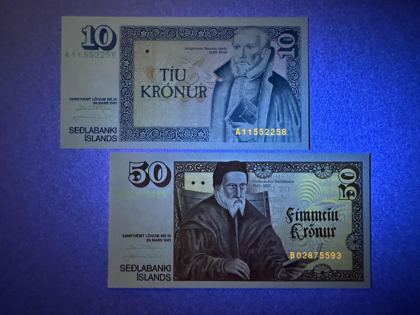 《艾美收藏》第219期-11.9周日外币畅拍场 冰岛10、50克朗2张 UNC 1981年 无4