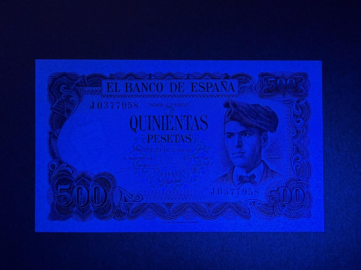 《艾美收藏》第219期-11.9周日外币畅拍场 西班牙500比塞塔 UNC 1971年 西班牙诗人维达格尔 无4